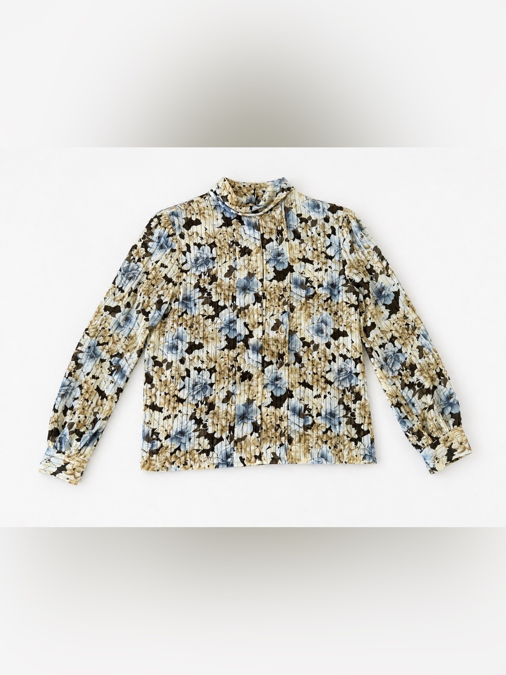 Vintage Nicola 12 Floral Pleated Blouse Shoulder Pads Romantic Cottagecore - Picture 2 of 8